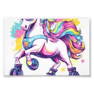 Impression Photo Licorne à patins à roulettes rétro (1)