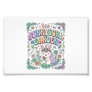 Impression Photo Licorne Bunnycorn Jardin Kawaii Typographie Design