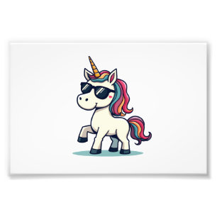 Impression Photo Licorne de cartoon arc-en-ciel vintage faisant le 