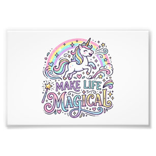 Impression Photo Licorne Rendre La Vie Magique Typographie Vectorie
