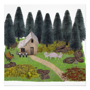 Impression Photo Lieu de vacances rustique Cabine dans la forêt