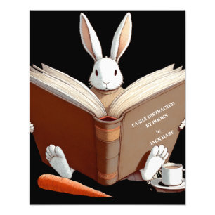 Impression Photo Lièvre blanc facilement distrait par les livres! A