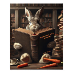 Impression Photo Lièvre Brown facilement distrait par les livres! A