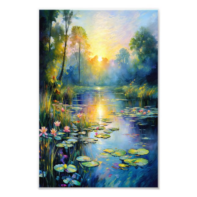 Impression Photo Lily Pond inspiré par Monet à Sunrise Impressionni (Devant)