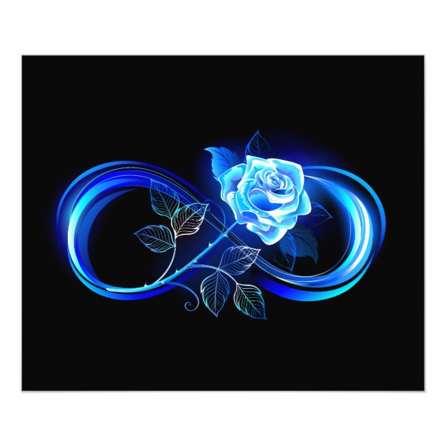 Impression Photo L'infini lumineux avec une rose bleue (Devant)