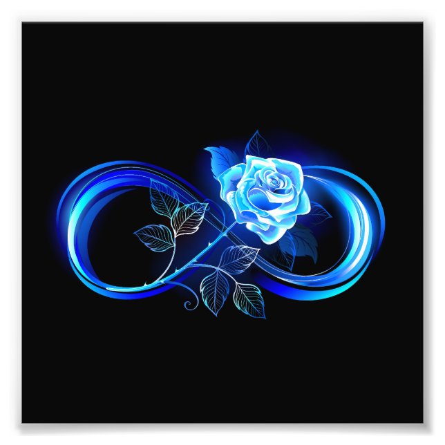 Impression Photo L'infini lumineux avec une rose bleue (Devant)