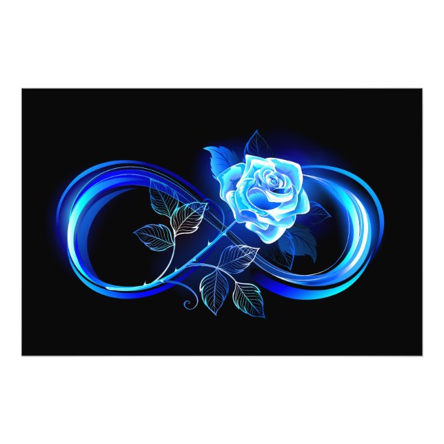 Impression Photo L'infini lumineux avec une rose bleue (Devant)