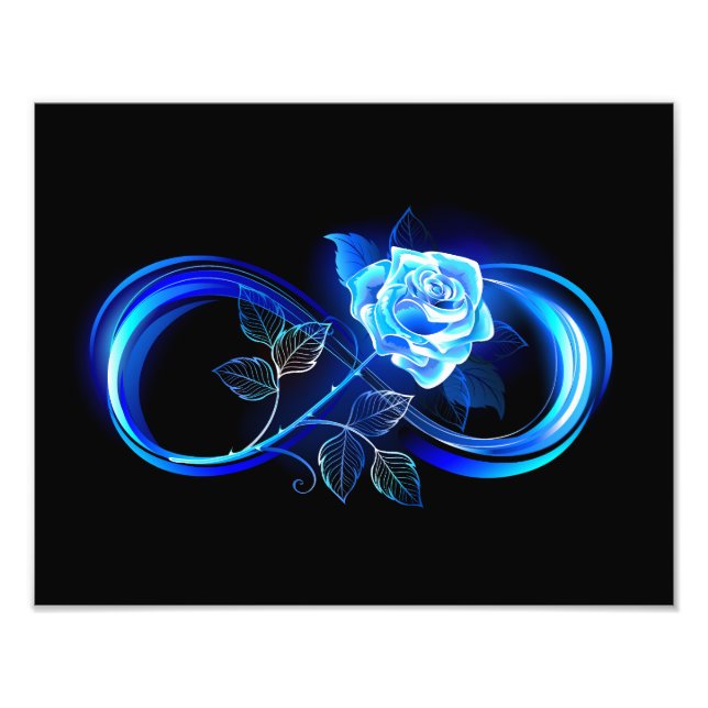Impression Photo L'infini lumineux avec une rose bleue (Devant)