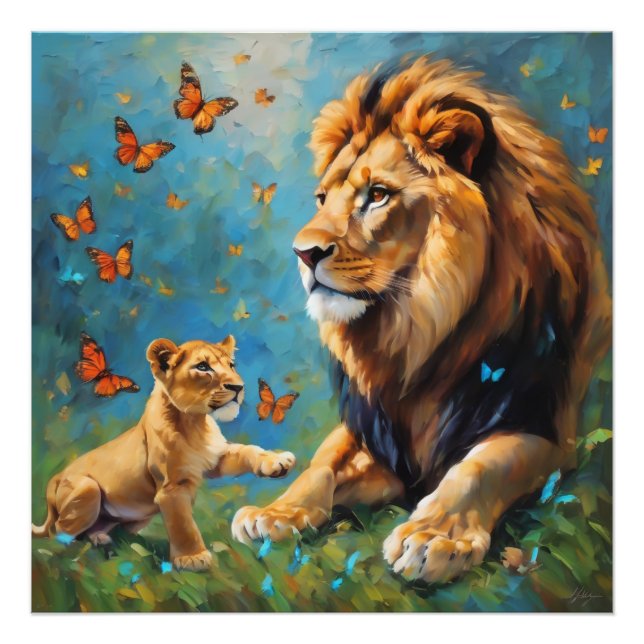 Impression Photo Lion Et Cub (Devant)