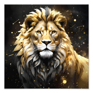 Impression Photo Lion Mâle Majestic D'Or Et De Gris,