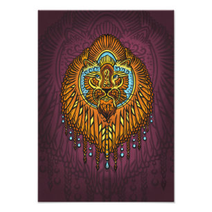 Impression Photo Lion Regal Spirit   La Rue Mandala Tribale Ornée
