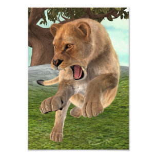 Impression Photo Lionne chasseresse