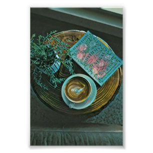 Impression Photo Lire des livres, boire du café