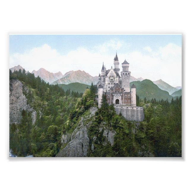 Impression Photo Lithographie du château de Neuschwanstein (Devant)