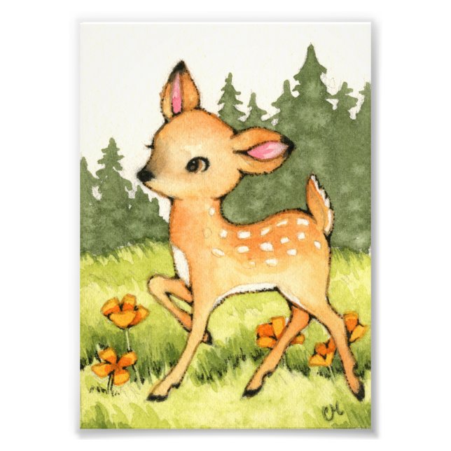 Impression Photo Little Fawn - Cute Deer Art (Devant)