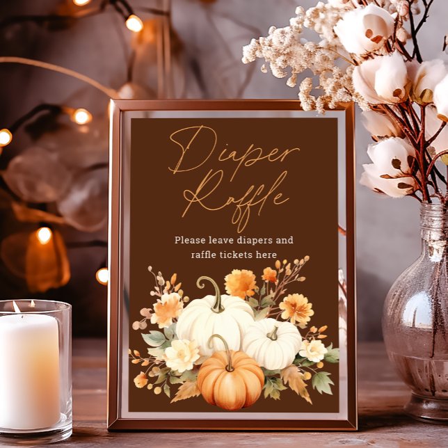 Impression Photo Little Pumpkin Fall Diaper Raffle Baby Shower Sign (Créateur téléchargé)