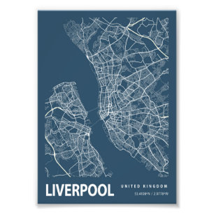 Impression Photo Liverpool - Plan de ville du Royaume-Uni