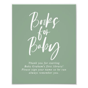 Impression Photo Livres de calligraphie verts pour pancarte de Baby