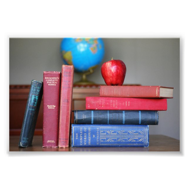 Impression Photo Livres vintages et Apple pour l'enseignant (Devant)