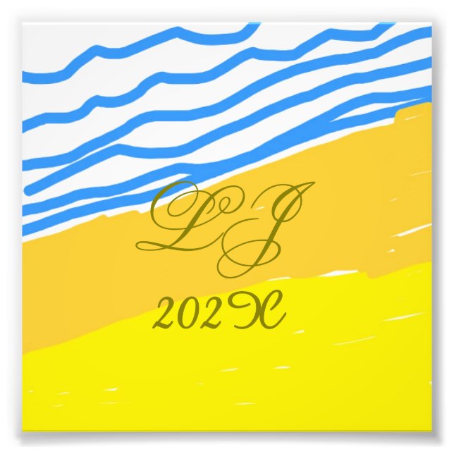 Impression Photo LJ Monogramme Elégant Moderne Plage Mariage (Devant)