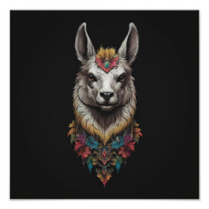 Impression Photo Llama Et Portrait Fleur,