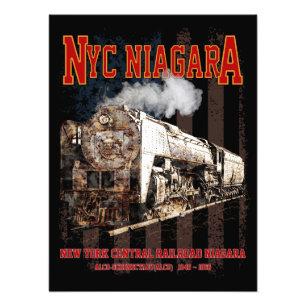 Impression Photo Locomotive à vapeur Niagara NYC avec drapeau améri