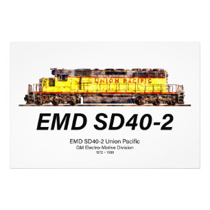 Impression Photo Locomotive diesel EMD SD40-2. Union Pacifique