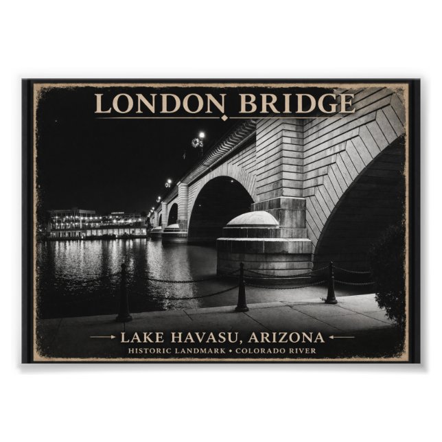 Impression Photo London Bridge Nuit Noir et Blanc (Devant)