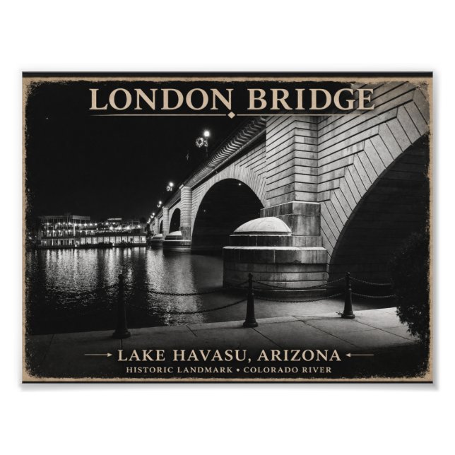 Impression Photo London Bridge Nuit Noir et Blanc (Devant)