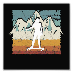 Impression Photo Longboard girl, merveilleuse nature