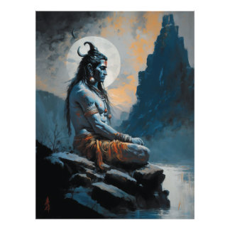 Impression Photo Lord shiva méditation, chauffage au foyer, cadeau,