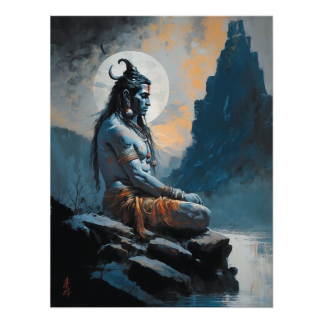 Impression Photo Lord shiva méditation, chauffage au foyer, cadeau, (Devant)