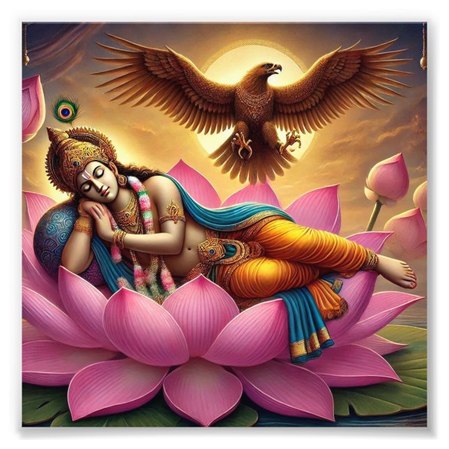 Impression Photo "Lord Vishnu sur Lotus dans la Crypte de l'aigle : (Devant)