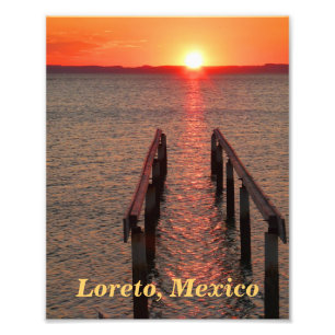 Impression Photo Loreto Mexico Dock, Orange Sunset Sky