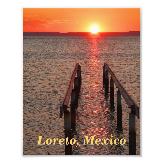 Impression Photo Loreto Mexico Dock, Orange Sunset Sky (Devant)
