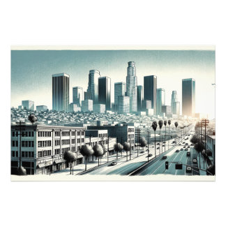 Impression Photo Los Angeles Skyline | Artistic Rendering Wall Art