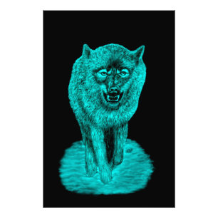 Impression Photo Loup noir en colère dans la nuit