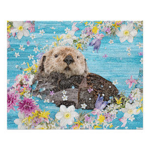 Impression Photo Loutre nageant dans les fleurs
