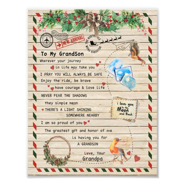 Impression Photo Love Grandson|Lettre À Mon Petit-Fils Je Suis Fièr (Devant)