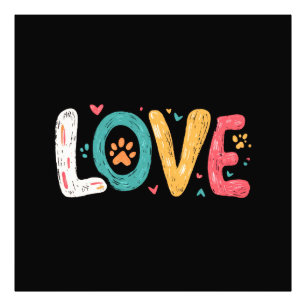 Impression Photo LOVE Paw – Typographie Artistique pour Amoureux de