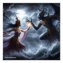 Lovely girl figthing a monster