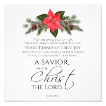 Luc 2:10-11 Bon Tidings Poinsettia Noël