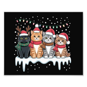 Impression Photo Lumière de Noël de chat Renne Père Noël Amateur de