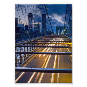 Impression Photo Lumières de pont de Brooklyn la nuit