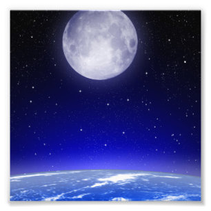 Impression Photo Lune au-dessus de la terre