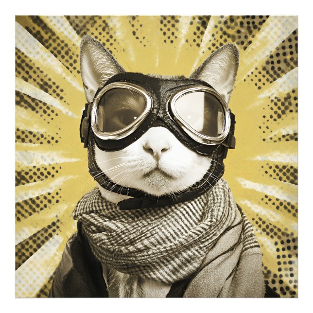 Impression Photo Lunettes d'aviateur pour chat Portrait Sunburst (Devant)