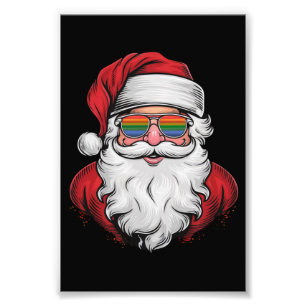 Impression Photo Lunettes de soleil de Noël de fierté de Santa en p