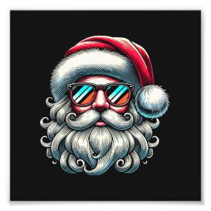 Impression Photo Lunettes de soleil rétro visage du Père Noël Noël