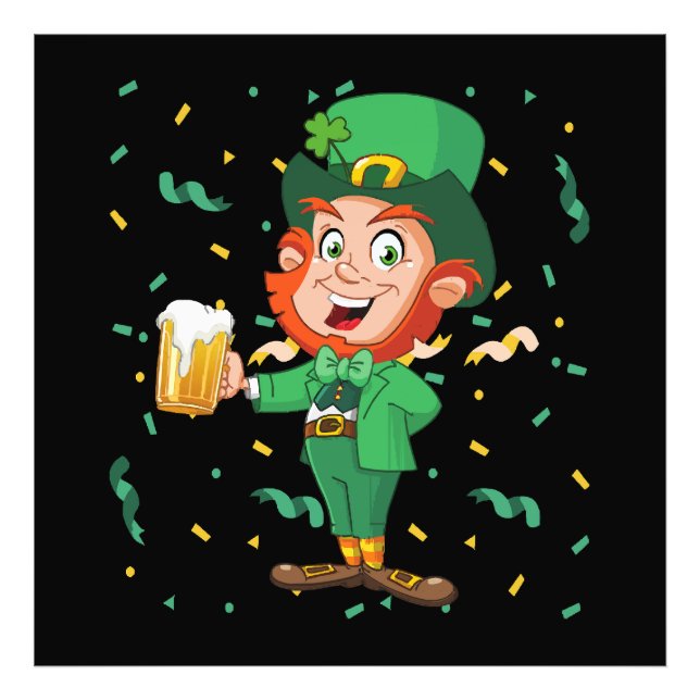 Impression Photo Lutin buvant de la bière jour de la Saint-Patrick (Devant)