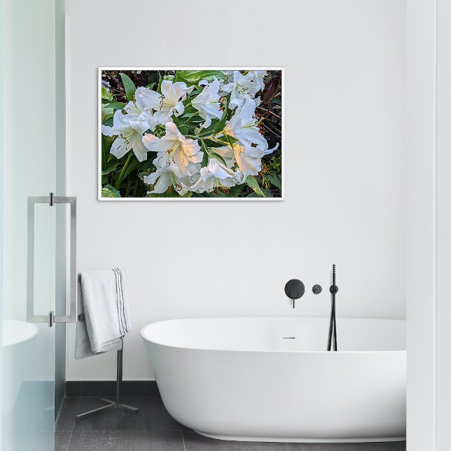 Impression Photo Lys orientaux blancs fleurissent floraux (In Situ Framed)